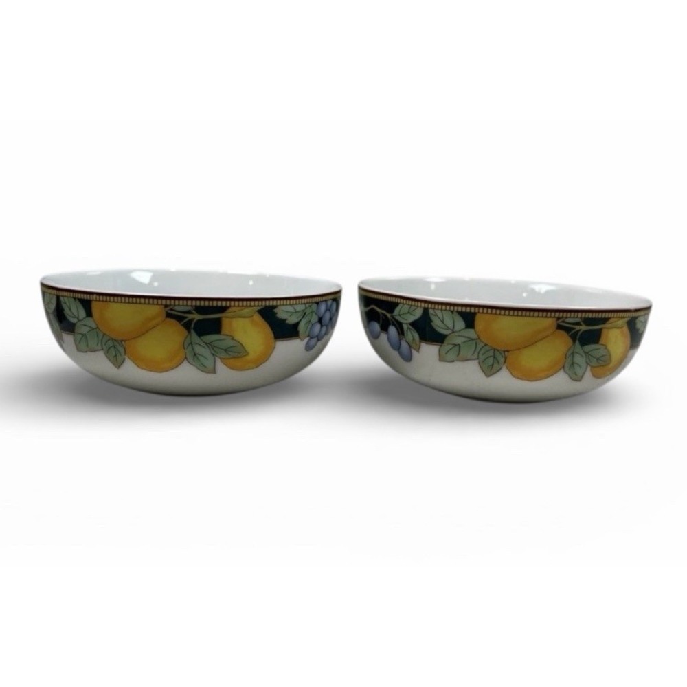 Silkroad Han Jun Fruit Bowls Lemon Grapes Porcelain Set 2 Replacement